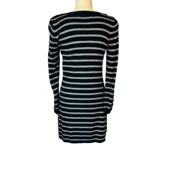 Two Sisters Black & Gray Striped Sweater Dress - EUC - Picture 2 of 6